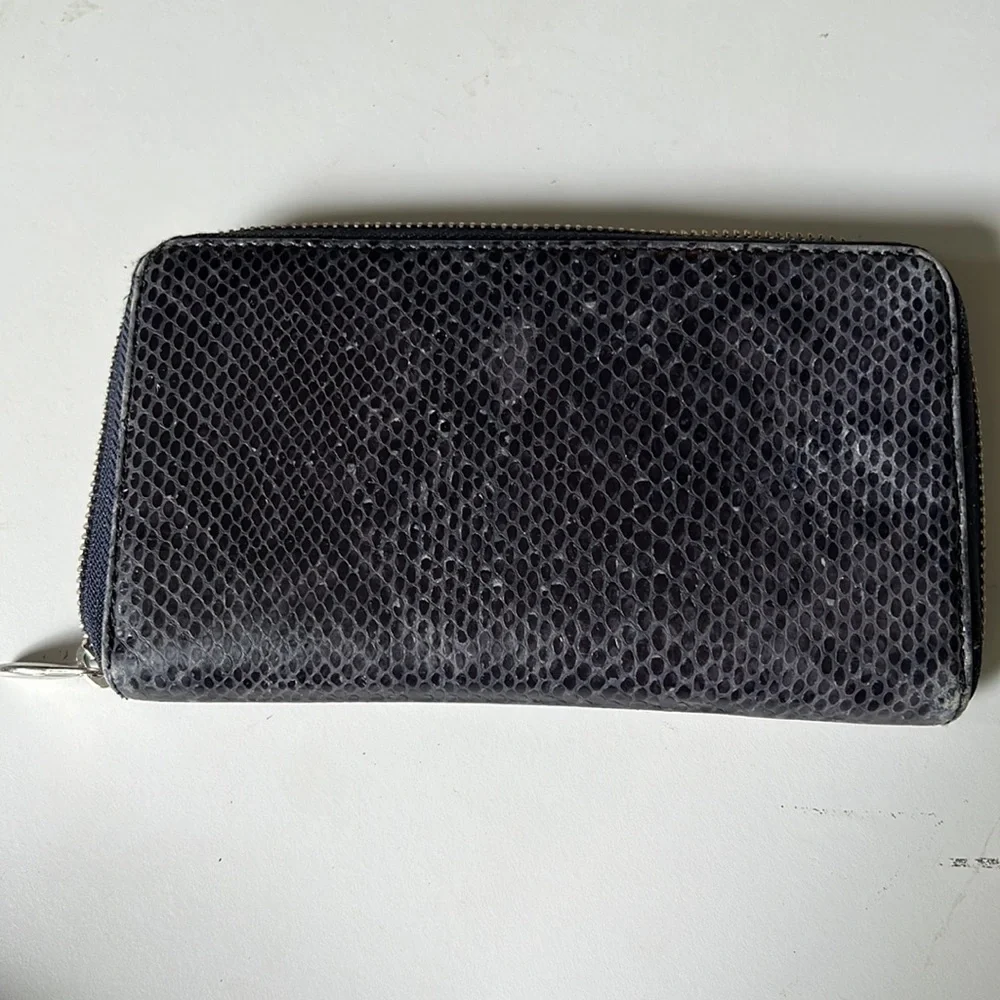Furla Women's Leather Zip Around Clutch Wallet - navy- Color Vibes